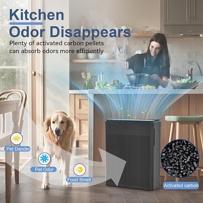 Air Purifiers for Home Large Room Up to 2000 Ft² with Washable Filters, AIUZLK H13 HEPA Filter,Bedroom Air Purifier for Pet,Air Cleaner for Smoke Pet Hair Dander Odor,P260