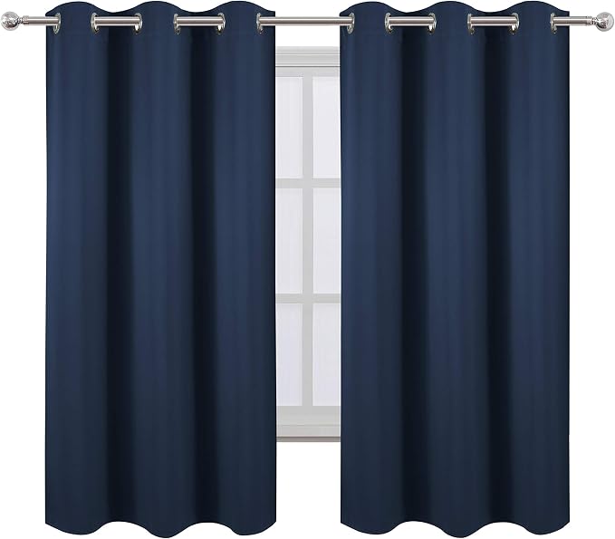 Navy Blue Thermal Blackout Curtains/38 x 63 Inch/Set of 2 Panels Room Darkening Curtains for Bedroom