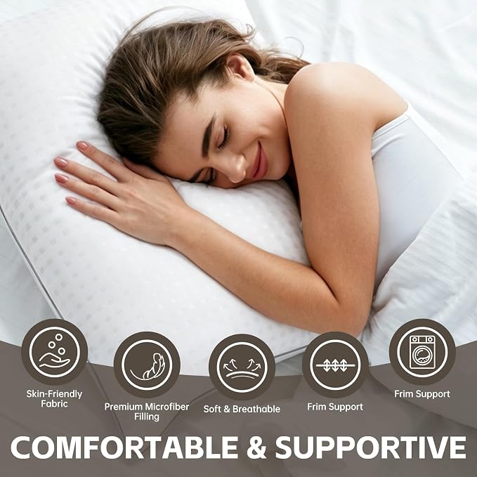 HIMOON Bed Pillows for Sleeping Set of 4,Standard Size Cooling Pillows 4 Pack,Top-end Microfiber Cover for Side Stomach Back Sleepers