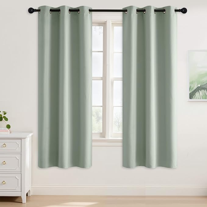NICETOWN Sage Green Room Darkening Curtains 78 Inches Long 2 Panels for Living Room, Bedroom, Nursery Summer Thermal Insulated Blackout Drapes Grommet Noise Reducing Window Treatment, W40