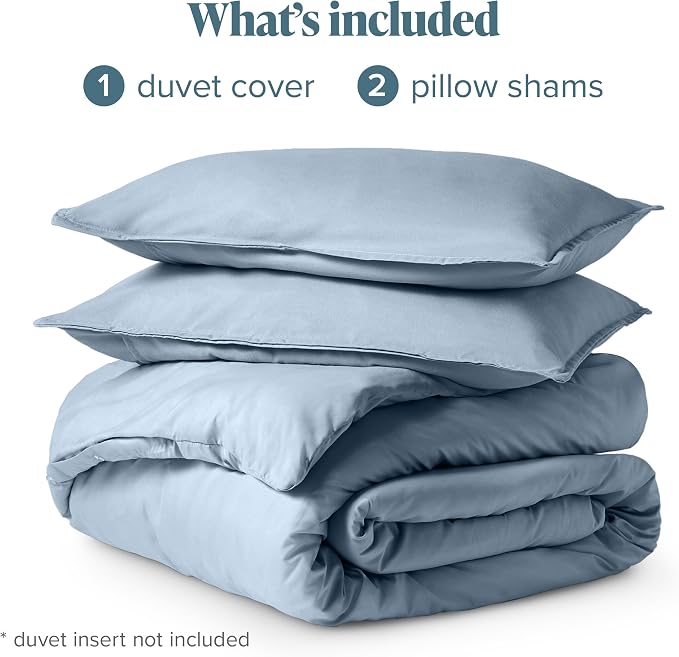 Bare Home Duvet Cover Set 1800 Ultra-Soft (California King, Dusty Blue) | Lightweight, Cooling, Breathable, Premium 1800 Ultra-Soft, All-Season