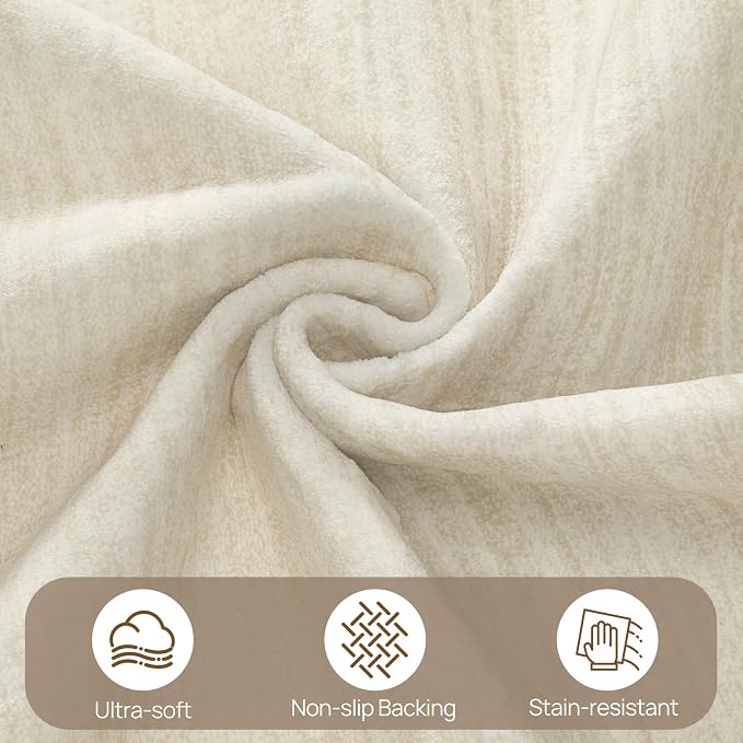 UERMEI 5x7 Washable Area Rug - Neutral Modern Abstract Living Room Rugs, Non-Slip Soft Large Indoor Floor Carpet for Bedroom Home Office & Under Dining Table Decor, Brown/Beige