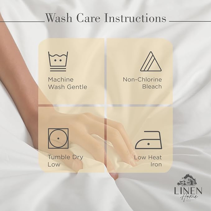 Linen Home 2-Pack Queen Sheet Set, 100% Cotton Percale Bedding, 8-Piece Value Bundle, Deep Pocket Cooling Bed Sheets for Hot Sleepers, Breathable & Crisp Hotel Quality, Long-Staple Cotton, Ivory