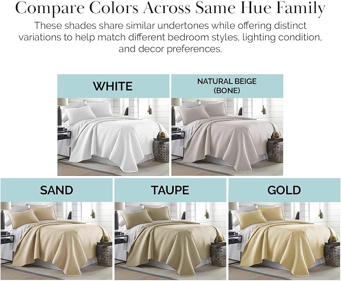 Southshore Fine Living, Inc. Twin Quilt Bedding Set, Soft Brushed Microfiber Taupe Quilts, Twin/XL Coverlet Bedspread, Wrinkle & Pet Hair Resistant Bedding with 1 Pillow Sham, Taupe