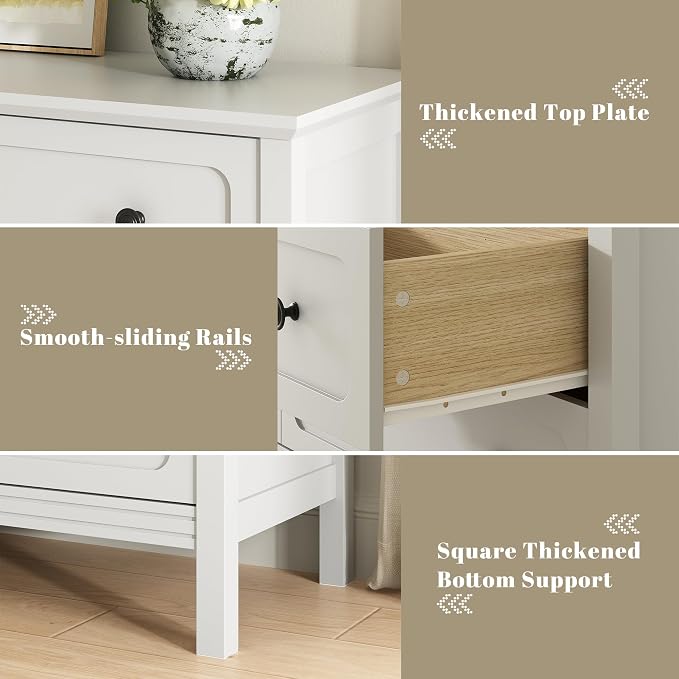 CARPETNAL 55" White Dresser for Bedroom with 8 Drawer & Deep Drawers | Large Storage Modern Chest of Drawers with Metal Handles for Living Room, Hallway