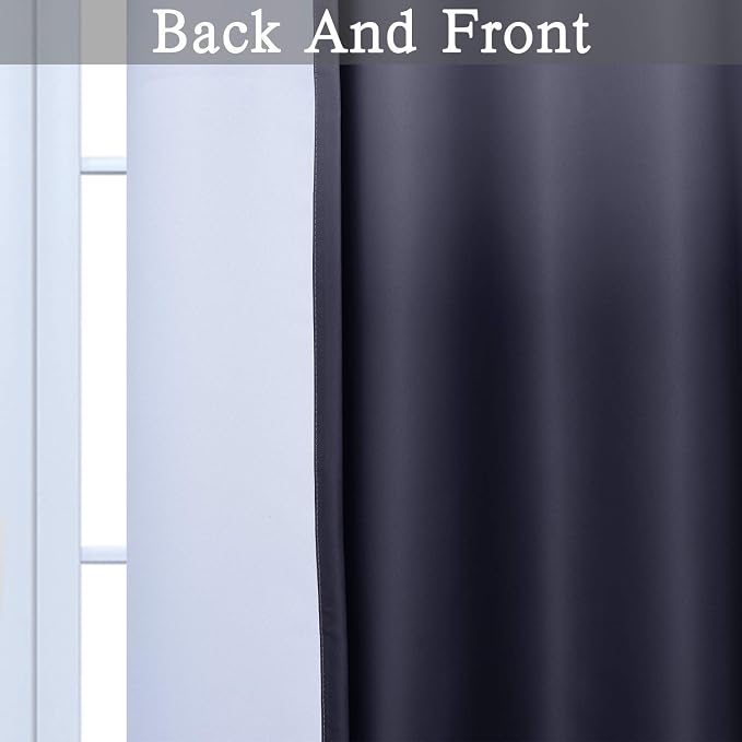 SimpleHome Ombre Gradient Black White to Gray Curtains for Bedroom, 42Wx84L | Room Darkening Curtains,Light Blocking Thermal Insulated Grommet Window Curtains for Living Room,2 Panels,84 Inches Length