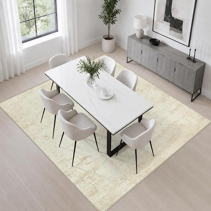 Area Rug Living Room: 4x4 Modern Washable Indoor Soft Carpet Beige | For Bedroom Dining Room Farmhouse Nursery Hallway Office,Modern Abstract,Machine washable,Non-Slip,Stain Resistant,Indoor
