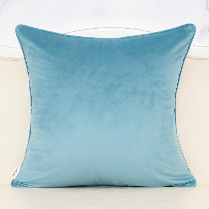 Alerfa Blue Floral Throw Pillow Cover 20 x 20 Inch Cut Velvet Sqaure Luxury Decorative Pillow Cover for Couch Living Room Bedroom