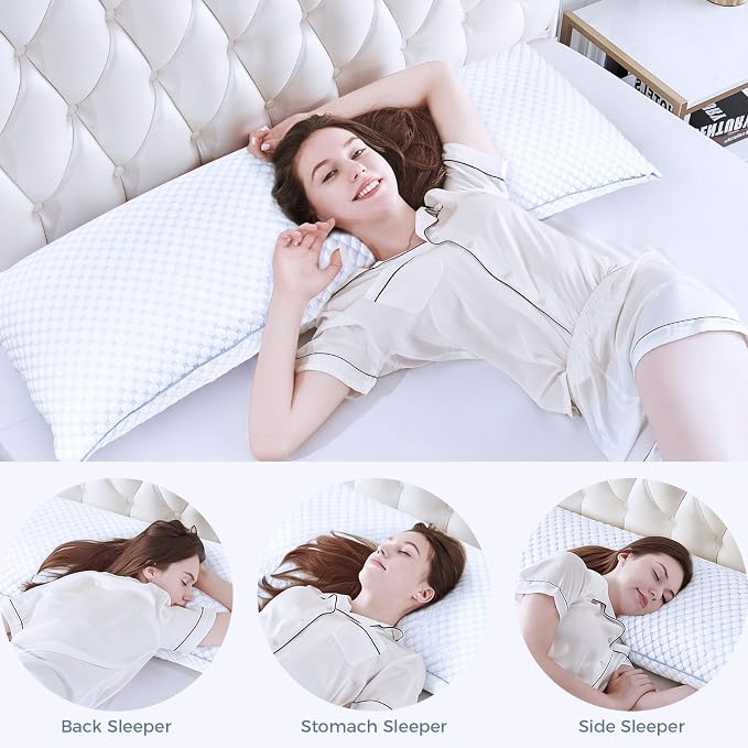 OSBED Shredded Memory Foam Body Pillow | Full body support, supportive, odorless, cooling pillow, adjustable, washable, CertiPUR-US hypoallergenic long adult pillow