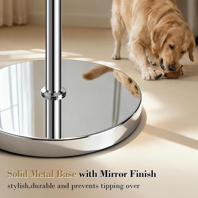 【Upgraded】 Dimmable Crystal Floor Lamps for Living Room, 1000LM LED Bulb Included, Standing Lamp with Knob Switch, Tall Silver Modern Floor Lamp for Bedroom Nursery Office Reading