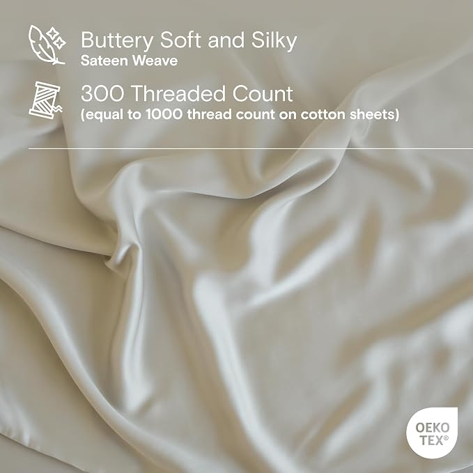 DOZ Duvet Cover Set, 100% Viscose derived from Bamboo, Organically Grown, Buttery Soft, Cooling Duvet Covers, High GSM, 1 Duvet Cover and 2 Pillowcases, 106"x90" (Sand, King/Cal King)