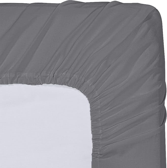 Pack of 6 Twin XL Fitted Sheet, Fits Up to 16 Inch Deep Pocket, Grey | Hotel Comfort, Cooling & Breathable Cotton like Polyester, Easy Fit, Wrinkle & Fade Resistant, Snug Fit, Easy Care, Oeko-Tex