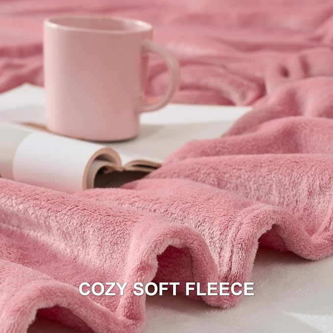 Hansleep Full Fuchsia Fleece Blanket, Soft Flannel Bed Blanket | Fuzzy Cozy Blanket 84x90 Inches, Multi-use for Bed, Sofa, Couch, Travel, Camping, All Season Warm Lightweight Cover