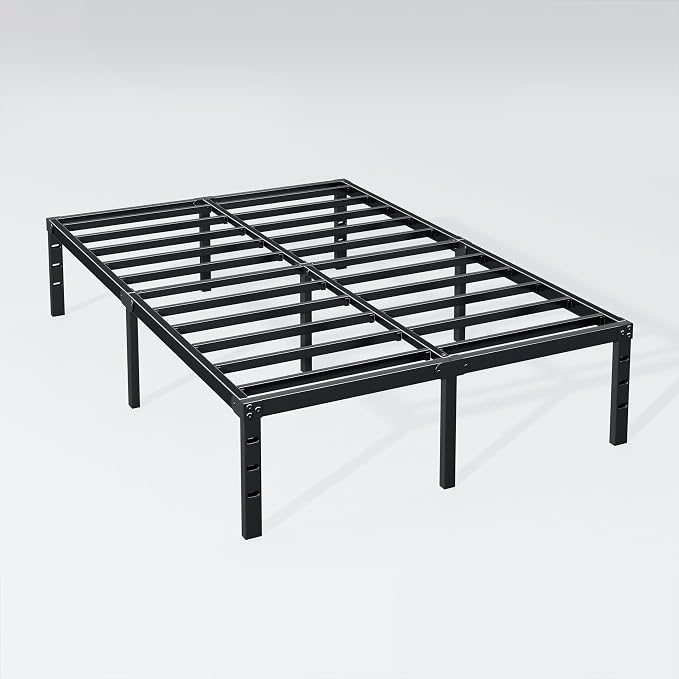 Hafenpo 16 Inch Queen Bed Frame, Under Bed Storage, Black | Sturdy Metal Platform Queen Size, No Box Spring Needed, Heavy Duty, Easy Assembly, Strong Bearing Capacity