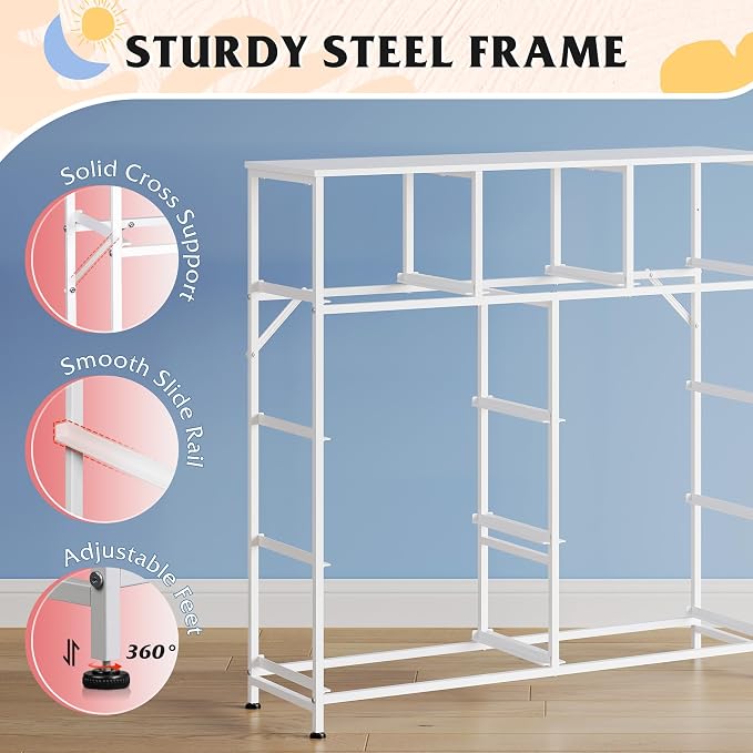 WLIVE Tall Dresser for Bedroom, 9 Drawer Chest of Drawers, Purple | 9 roomy fabric drawers, Tall storage design, Bedroom or closet use, Sturdy steel frame, Smooth wood tabletop
