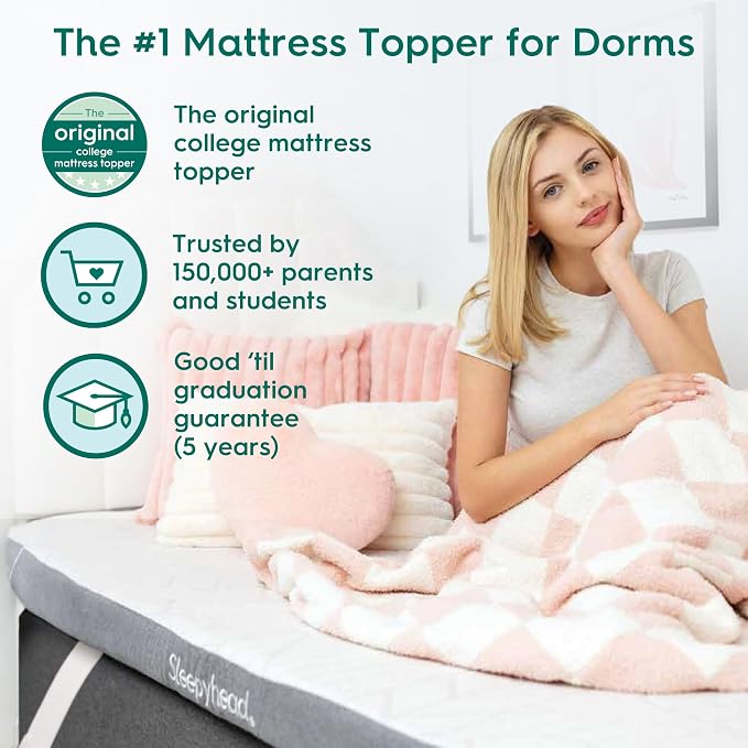 Sleepyhead Full Size 3 Inch Mattress Topper Super, Thick Cooling Gel & Copper-Infused Memory Foam for College Dorm, Pressure Relief, Removable Washable Cover, CertiPUR-US Certified (Full 3")