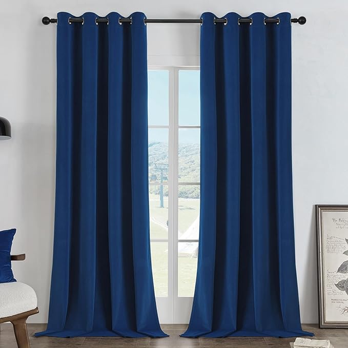 Joydeco 100% Blackout Curtains Velvet Black Out Curtain 84 Inch Drapes | for Bedroom Living Room, Heat and Light Blocking, Thermal Insulated Luxury Heavy Duty Curtain 2 Panels Grommet Top