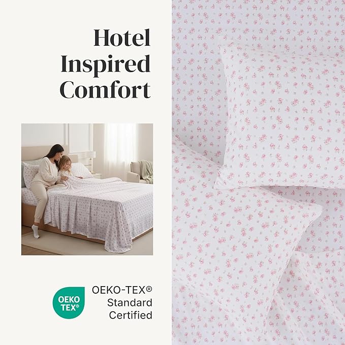 Modern Threads Silky Soft Microfiber and Wrinkle Free Sheets - Luxurious Microfiber Bed Sheets Includes Flat Sheet, Fitted Sheet with Deep Pockets, & Pillowcases Ivory, King