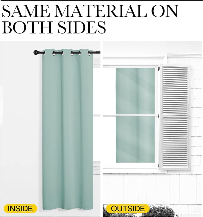 NICETOWN Aqua Blue Room Darkening Curtains, Set of 2, 42 x 78-inch | Window Treatment Thermal Insulated Solid Grommet Room Darkening Curtains/Drapes for Kitchen Bedroom