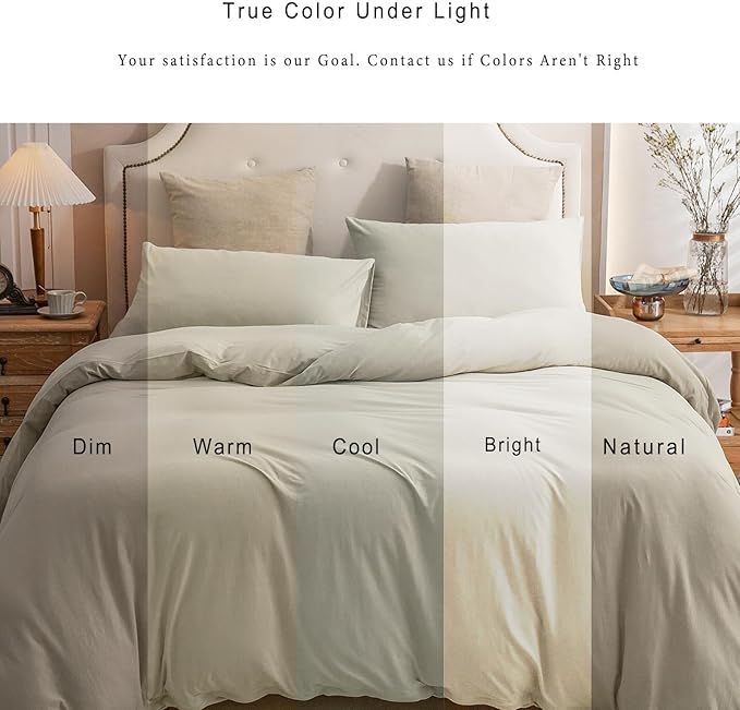PURE ERA Jersey Knit Sheet Set Solid Dark Beige Twin | 100% Cotton, 3 Piece Set, T Shirt Soft, Breathable, Envelope Closure Pillowcases, Hidden Zipper, 8 Ties, No Insert, Modern