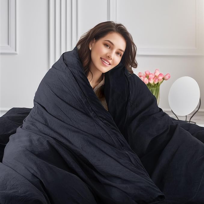 NEXHOME PRO Cal King Duvet Cover Set – 100% Certified Organic Cotton with Washed Feel & Linen-Like Texture, Comfortable & Breathable, Home Bedding Set Dark Grey (No Comforter)