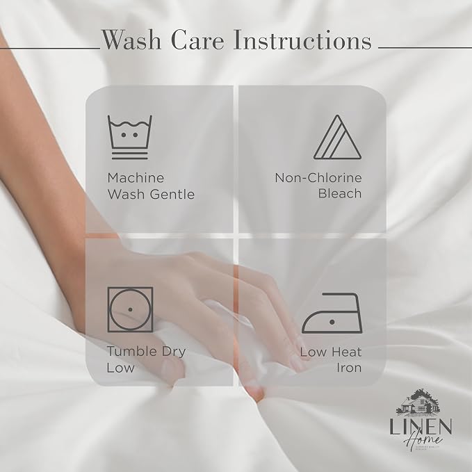 Linen Home 100% Cotton Percale Sheets Twin Size,Snow White, Deep Pocket, 3 Pieces Set - 1 Flat, 1 Deep Pocket Fitted Sheet and 1 Pillowcase, Crisp Cool and Strong Bed Linen