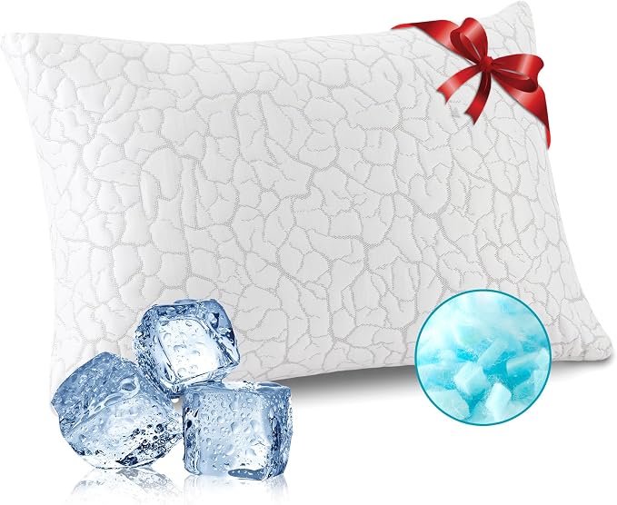 Standard Size Cooling Pillow for Hot Sleepers, 1 Pack | Twin Pillow for College Dorm Bed, Adjustable Shredded Memory Foam, Single Pillow for Hot Sleeper, Removable Washable Cover