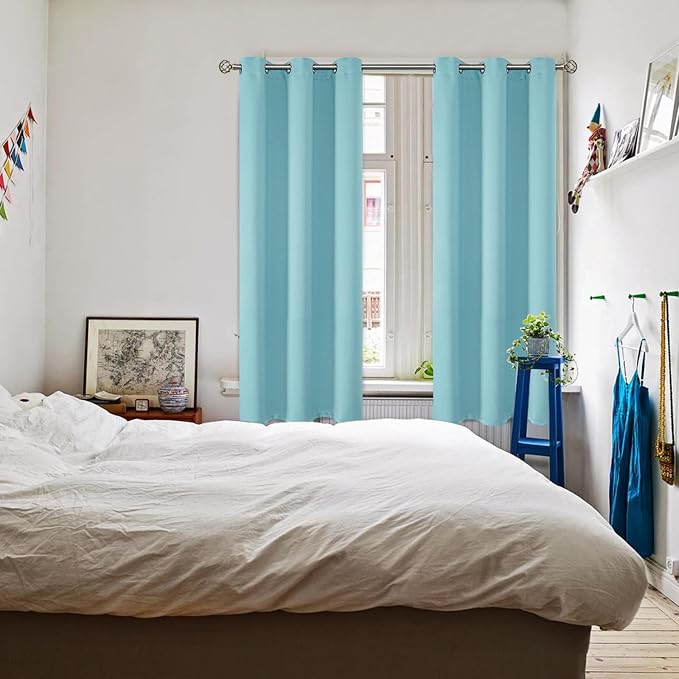 BGment Baby Blue Blackout Curtains for Bedroom 72 Inch Long - 2 Panels | Grommet Top, Black Out, Room Darkening, Sunblock, Thermal Insulated, Window Drapes for Kids Boys Room, 42x72 Inch