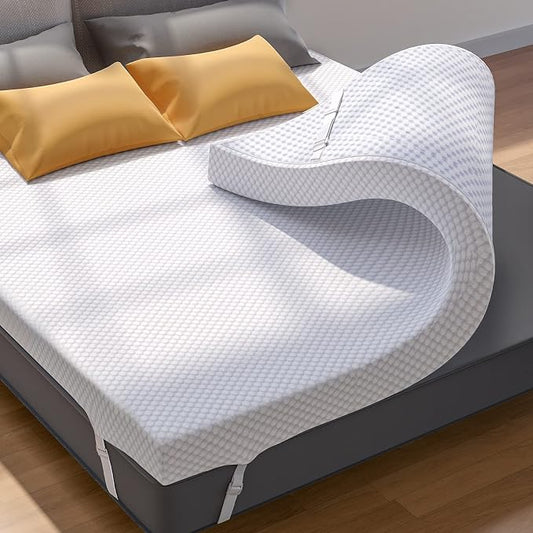 PERLECARE Queen Mattress Topper, 2 Inch Gel Memory Foam Mattress Topper for Pressure Relief, Premium Soft Cooling Sleep, Non-Slip Design with Removable & Washable Cover, Oeko-Tex Certified