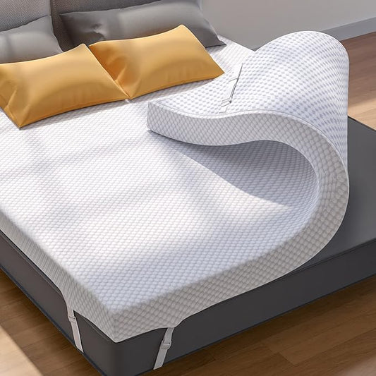 PERLECARE King Mattress Topper, 3 Inch Gel Memory Foam Mattress Topper for Pressure Relief, Premium Soft Cooling Sleep, Non-Slip Design with Removable & Washable Cover, Oeko-Tex Certified