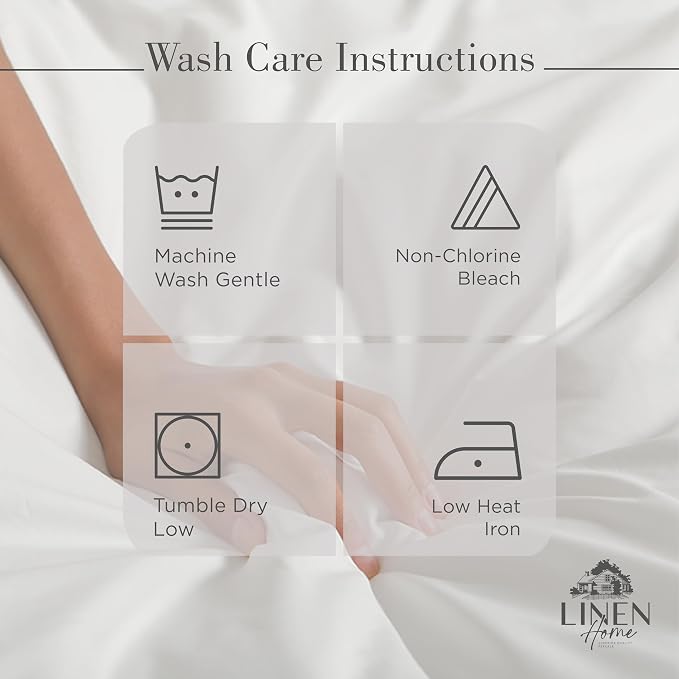Linen Home 100% Cotton Percale Sheets California King Size, Dove Grey, Deep Pocket, 4 Pieces Set - 1 Flat, 1 Deep Pocket Fitted Sheet and 2 Pillowcases, Crisp Cool and Strong Bed Linen