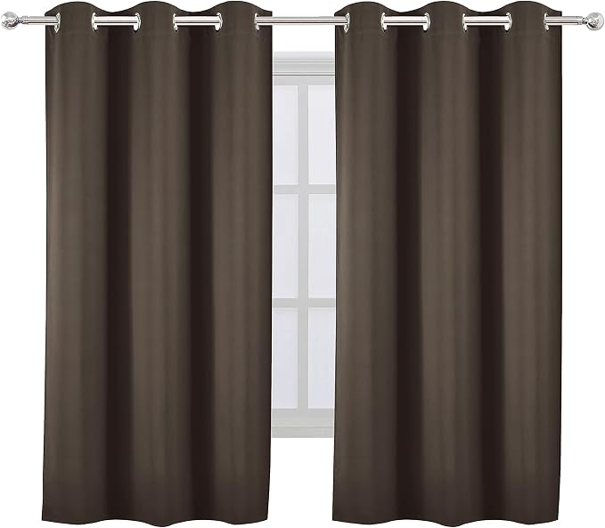 Chocolate Brown Blackout Curtains 40 x 63 Inch Length/Set of 2 Curtain Panels/Thermal Insulated Room Darkening Blackout Curtains for Bedroom