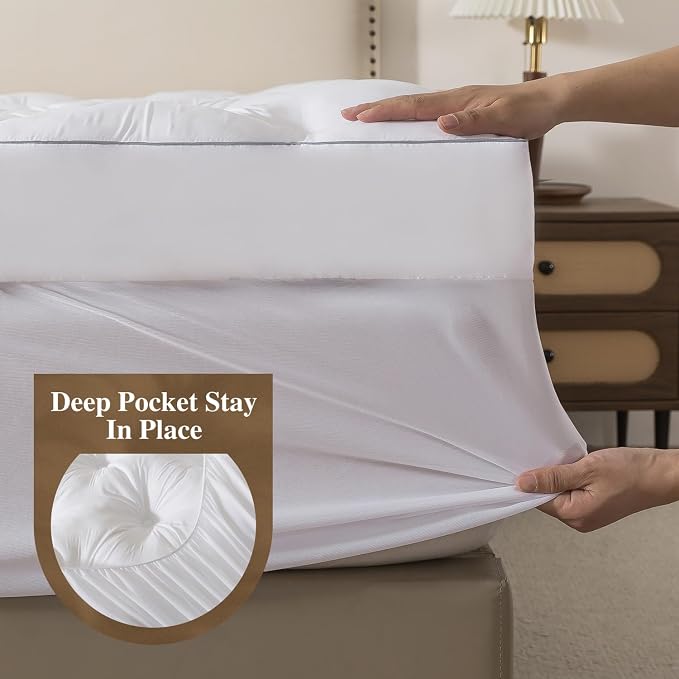 WhatsBedding 5 Inch Memory Foam Mattress Topper (Twin, 39x75), Deep Pocket | 2000GSM Fluffy Shredded Memory Foam Filled, Extra Soft Pillow Top for Back Pain Relief, Thick & Supportive Bed Topper
