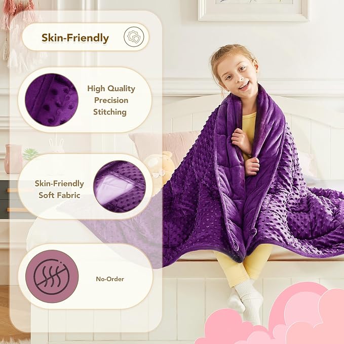 CuteKing Weighted Blanket - 40"x60" 7lbs Minky Dots Heavy Blanket with Glass Beads Soft Breathable for All-Season Summer Fall Winter Thick Comfort for Rest