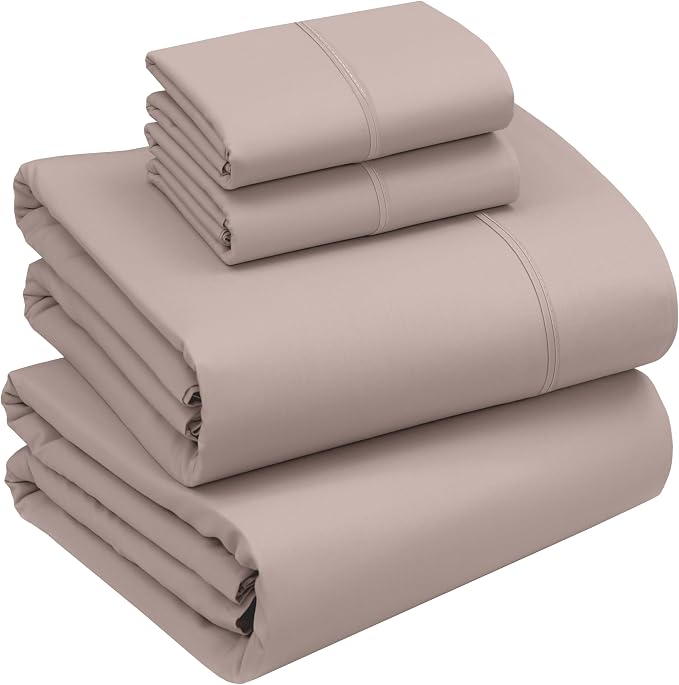 RUVANTI 100% Cotton Percale Sheets, California King, Warm Mocha | Crisp Cooling for Hot Sleepers, Deep Pocket 14", Soft Breathable & Durable, Hotel-Style 4 Piece Set