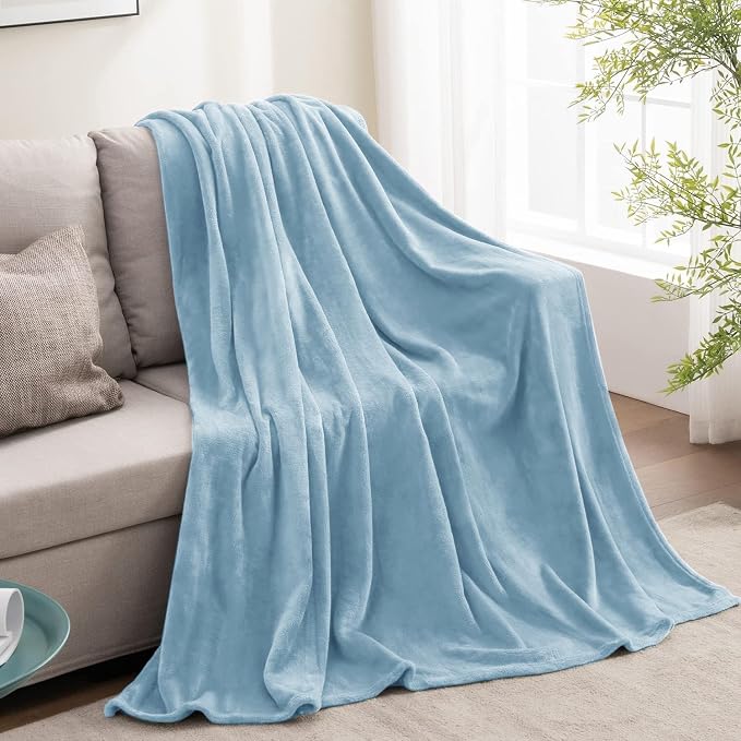 BEDELITE Fleece Blanket Soft Plush Twin Size Blanket Washed Blue 60"x80" | Ultra Soft Fleece, Plush Microfiber, Lightweight Warmth, All Season Comfort, Fade Resistant, Machine Washable, Couch Sofa Bed