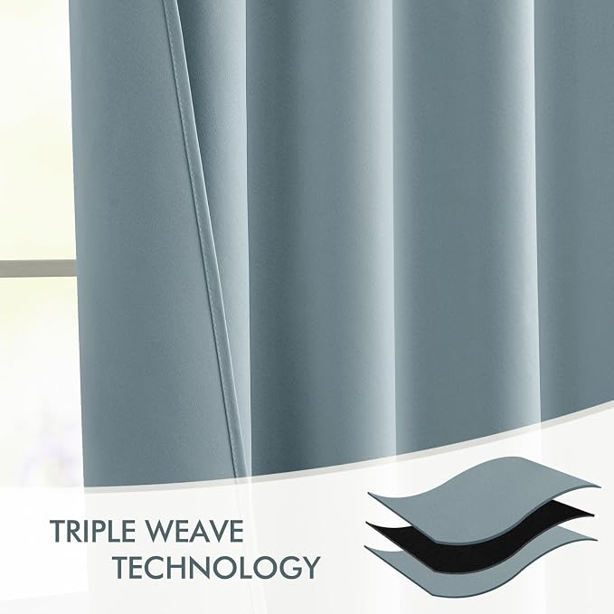 MIULEE Slate Blue Back Tab Blackout Curtains 52x120 Inch Long 2 Panels Set | Rod Pocket Pinch Pleated, Thermal Insulated, Bedroom Living Room Darkening Privacy Drapes, Extra Long Light Blocking Curtains