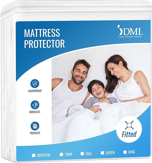 DMI King Size Waterproof Mattress Protector - Fitted, Noiseless Mattress Cover, Soft and Breathable,78" x 80"x 15", White