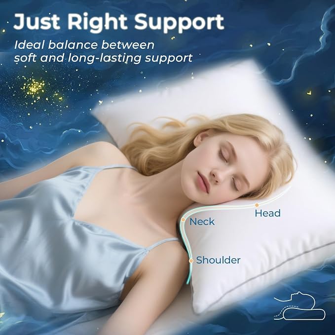 Sasttie Firm Pillows Standard Size Set of 4, Full Size Bed Pillows for Side, Back, and Stomach Sleepers - Oeko-Tex Certified Down Alternative Plump Filling - Hotel Quality and Machine Washable, 4 Pack