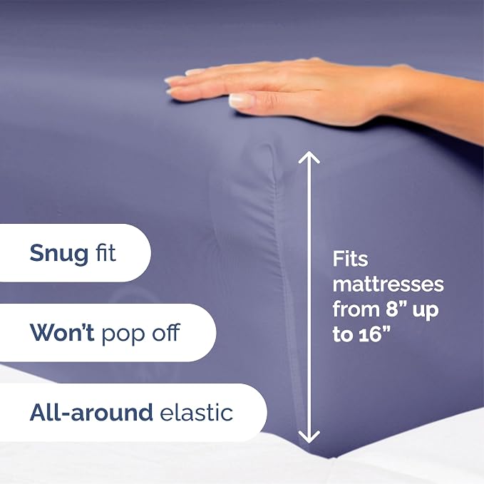 Queen Size 4 Piece Sheet Set - Soft & Cooling Bed Sheets - Twilight Purple | Fits 8 Inch to 16 inch Mattress, Wrinkle Free & Fade Resistant with Deep Pockets, Breathable, Comfy Hotel Luxury Bedding