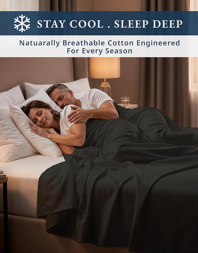 LANE LINEN Split King Bed Sheets 100% Egyptian Cotton Sateen - Black | Cotton Split King Sheets Sets For Adjustable Bed - 5-Piece Set, For A Luxurious Night's Sleep, Guest-Ready Comfort