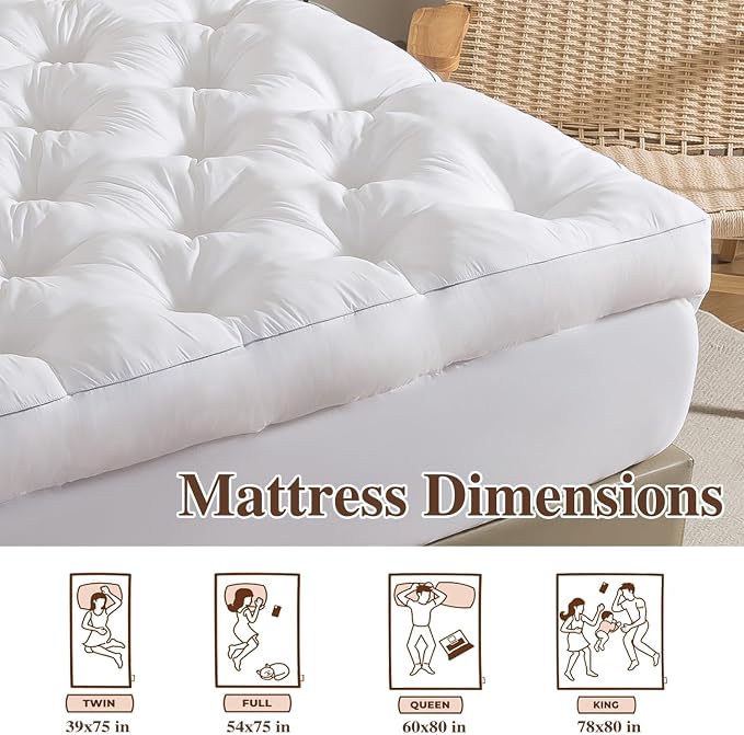 WhatsBedding 5 Inch Memory Foam Mattress Topper (Full, 54x75), Deep Pocket | 2000GSM Fluffy Shredded Memory Foam Filled, Extra Soft Pillow Top for Back Pain Relief, Thick & Supportive Bed Topper