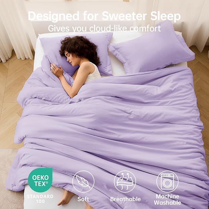 Full Comforter Sets, All Season Ultra Soft Down Alternative Bedding - 3 Piece Lightweight Bed Set Includes 1 Comforter (82"x86") and 2 Pillow Shams (20"x26"), Crystal Purple
