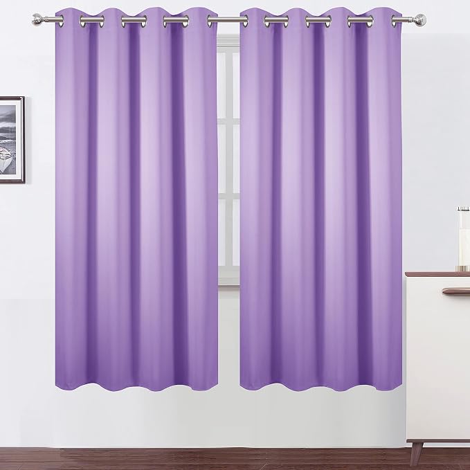 Lavender Thermal Blackout Curtains/52 x 72 Inch/Set of 2 Panels Room Darkening Curtains for Bedroom