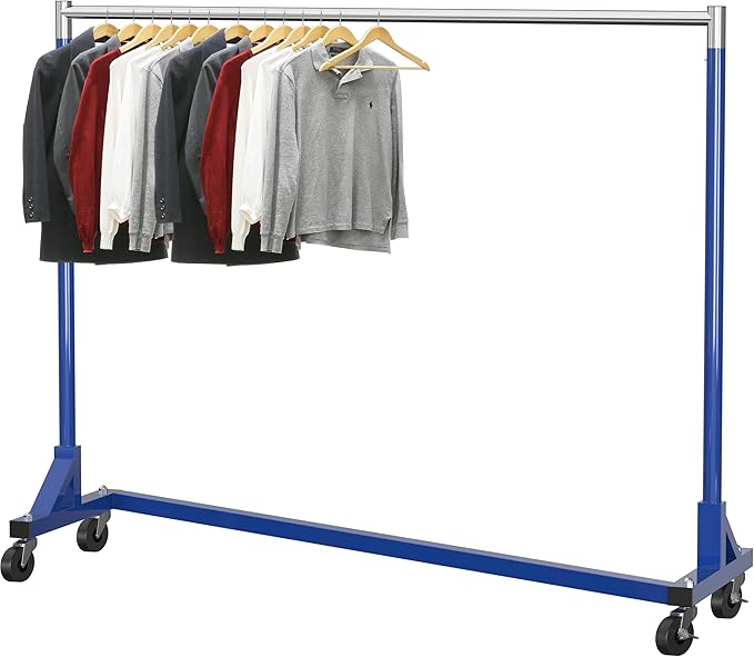 Simple Houseware Industrial Grade Z-Base Garment Rack, 63" W/500Lb, Blue