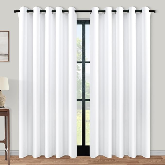 KOUFALL 90 Inch Curtains for Living Room,Extra Wide 72 in Width 72x90 Grommet 2 Panel Set Semi Blackout Window Treatments