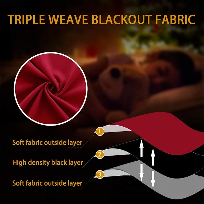KOUFALL Red Room Darkening Blackout Curtains 63 Inch Length for Dining Room 2 Panels Set Thermal Light Blocking Curtains for Living Room Boys Bedroom Kid Gamer 63 Long