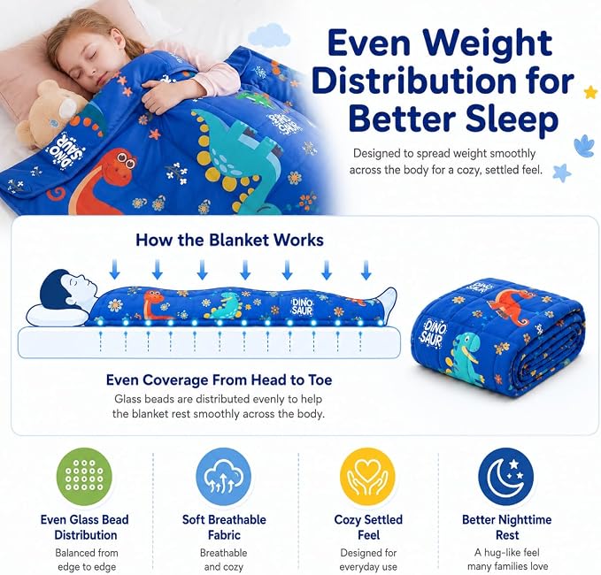 Dinosaur Weighted Blanket 5lbs Dino Small Heavy Throw Blanket Gifts 36"x48" | Dinosaur Blanket, Breathable Cooling Weighted Throw Blanket, 5lbs Bed Blanket For Rest, Fun Birthday Gift For Dinosaur Lovers