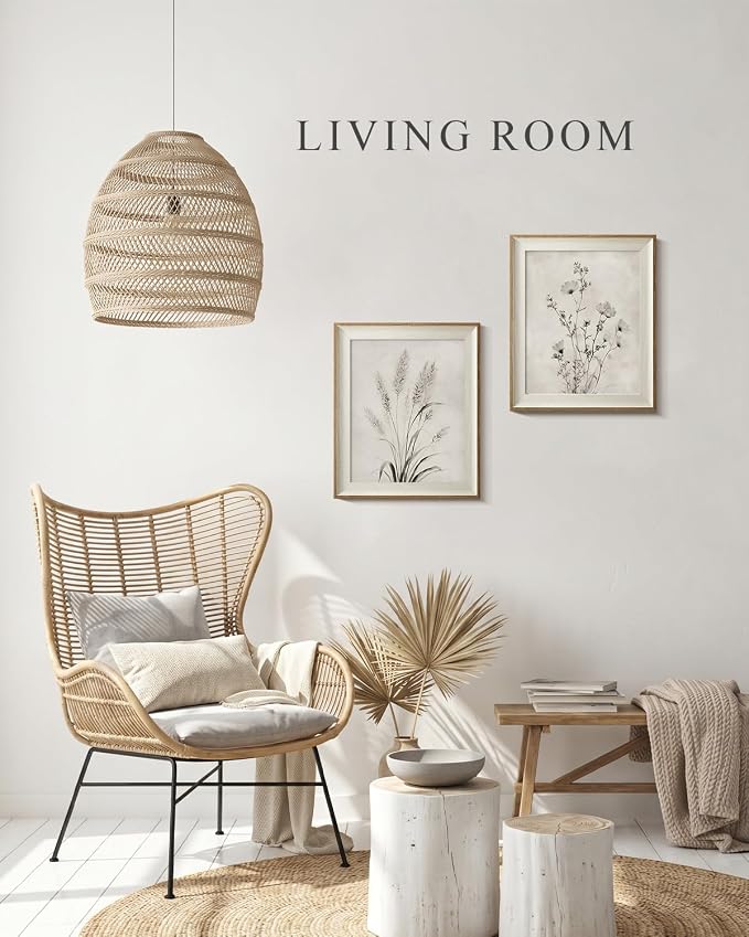 VIYYIEA Framed Botanical Wall Art Set of 2, Wildflower and Pampas Grass Canvas Prints, Minimalist Nature Home Decor, Elegant Living Room Bedroom Office Wall Decorations, 10x12 Inch
