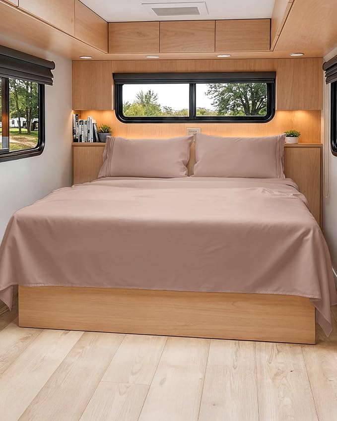 Short Queen Size 4 Piece Bed Sheet Set - RV Short Queen Sheets - Mauve | Ultra-Soft, Breathable & Cooling Bed Sheets Set with Deep Pockets, Hotel Luxury Bedding for Women & Men, Wrinkle & Fade Free